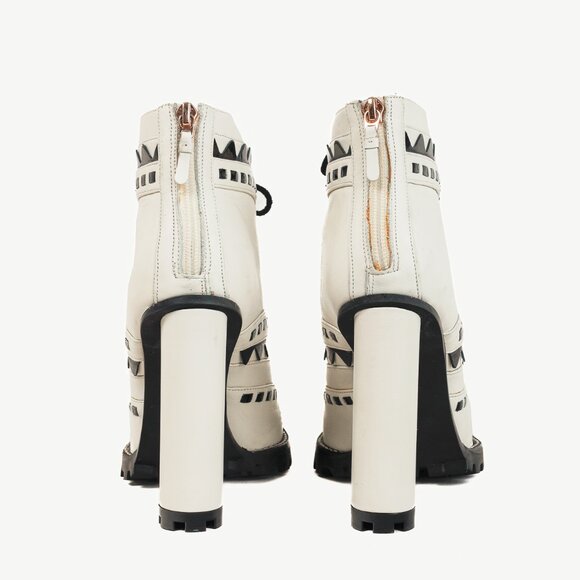 Sophia Webster White & Black Lace-Up Heeled Ankle Boots - Picture 3 of 11